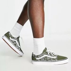 Vans Original Men's Olive Green Paisley Low-Top Sneakers